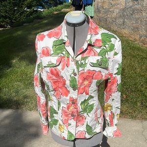 Size L flower bomber jacket 100% cotton unlined cotton sateen